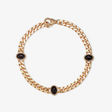 Cuban Link Bracelet with Black Oval Stones