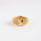 925 Silver Plated 18K Gold Italian Popcorn Mesh Chain Starfish Zircon Ring