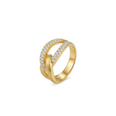 925 Silver Electroplated 18K Gold Double-Stranded Winding Inlaid Zircon Ring