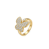 925 Silver Plated 18K Gold Full Set Zircon Butterfly Ring