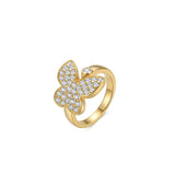 925 Silver Plated 18K Gold Full Set Zircon Butterfly Ring
