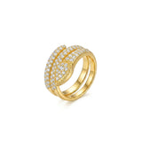 925 Silver Electroplated 18K Gold Snake Winding Secret-Inlaid Zircon Ring