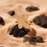 925 Silver Plated 18K Gold Full Set Zircon Butterfly Ring
