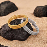 925 Silver-Plated 18K Gold Triple-Woven Open Bracelet
