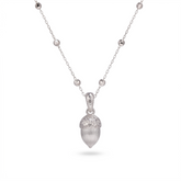 925 Silver Italian Textured Acorn Pendant Necklace