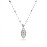 925 Silver Italian Textured Acorn Pendant Necklace