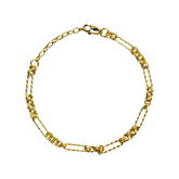 925 Italian Silver Bracelet 35*12 corrugated double-ring bracelet 16+3cm