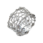 925 italian silver ring Lace-cut-out ocean-themed ring
