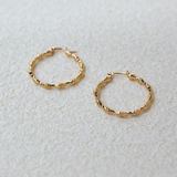 925 Italian Silver Earring Glossy Bamboo Knot Large Hoop Earrings