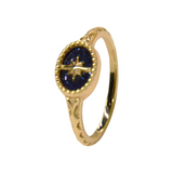 925 italian silver ring Blue Crystal Sand Retro Octagonal Star Ring
