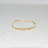 925 Italian Silver Bracelet 3m flat single-loop gold string wire bracelet, 16+3cm