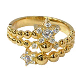 925 italian silver ring Three-ring pearl pentagram zirconium ring
