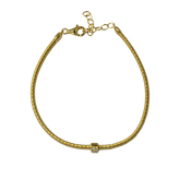 925 Italian Silver Bracelet 3m flat single-loop gold string wire bracelet, 16+3cm
