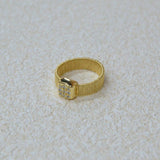 925 italian silver ring 5M wide flat gold wire-wrapped ring