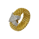 925 italian silver ring 9.7 meshawork utetheisa kong soft-hearted X diamond