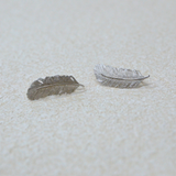 925 Italian Silver Earring Retro Feather Ear Hook with Wire Drawing