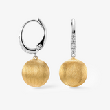 Two-Tone CZ Ball Drop Hoops