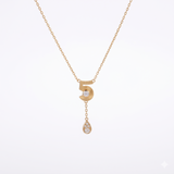 925 Silver Plated 18K Gold Italian Number Five Diamond Drop Necklace