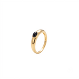 925 Silver Plated 18K Gold Italian Noir Onyx Signet Ring