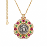 925 Silver Plated 18K Gold Italian Queen Bee Ancient Coin Pendant Necklace