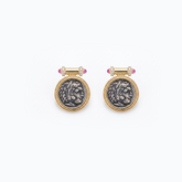 925 Silver Plated 18K Gold Italian Hercules Ancient Coin Earrings