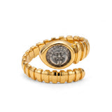 925 Silver Plated 18K Gold Italian Medusa Ancient Coin Snake Stretch Ring