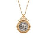 925 Silver Plated 18K Gold Italian Iris Rotating Pendant Necklace