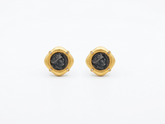 925 Silver Plated 18K Gold Italian Amazon Warrior Brushed Stud Earrings