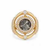925 Silver Plated 18K Gold Italian Amazon Warrior Rotating Ring
