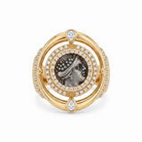 925 Silver Plated 18K Gold Italian Amazon Warrior Rotating Ring