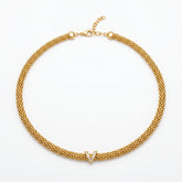 925 Silver Plated 18K Gold Italian Vera V Pavé Mesh Necklace