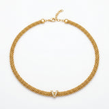 925 Silver Plated 18K Gold Italian Vera V Pavé Mesh Necklace