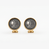 925 Silver Plated 18K Gold Italian Indian Vintage Coin Ear Cuffs