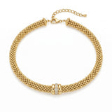 925 Silver Plated 18K Gold Italian Imperia Pavé Mesh Collar Necklace