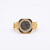925 Silver Plated 18K Gold Italian Sugar Tower Chain Open Ring