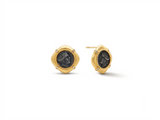 925 Silver Plated 18K Gold Italian Amazon Warrior Brushed Stud Earrings