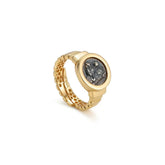 925 Silver Plated 18K Gold Italian Lion Open Ring – Pointed Tail