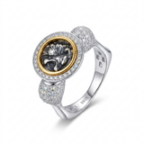 925 Silver Plated 18K Gold Italian Lion Square Ring