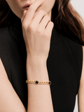 Cuban Link Bracelet with Black Oval Stones