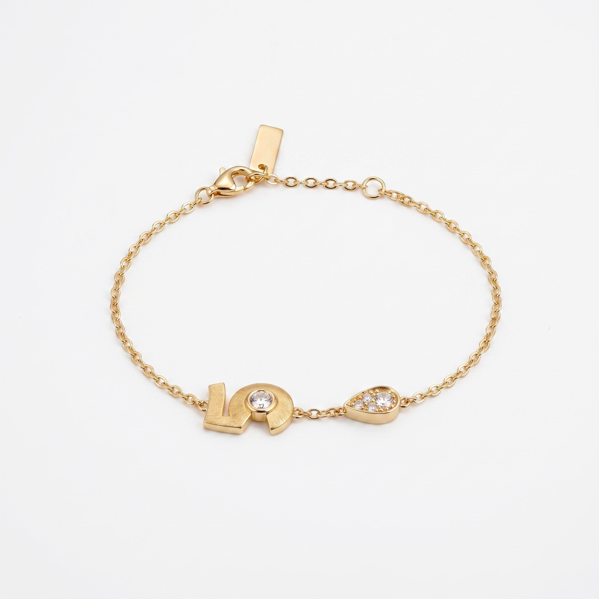 925 Silver Plated 18K Gold Italian Abstract Geometric Elements Charm Bracelet