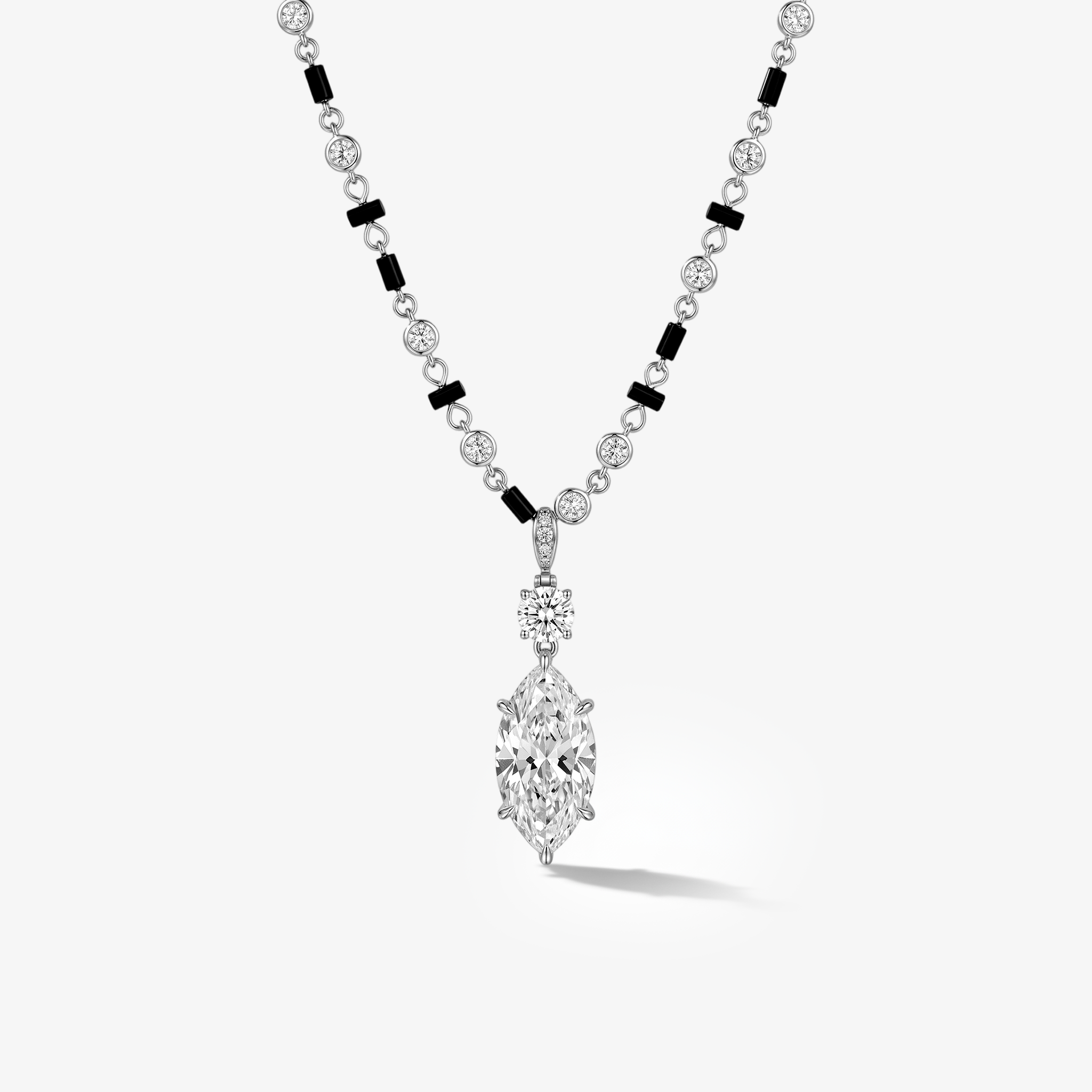 CZ Marquise Link Pendant Necklace