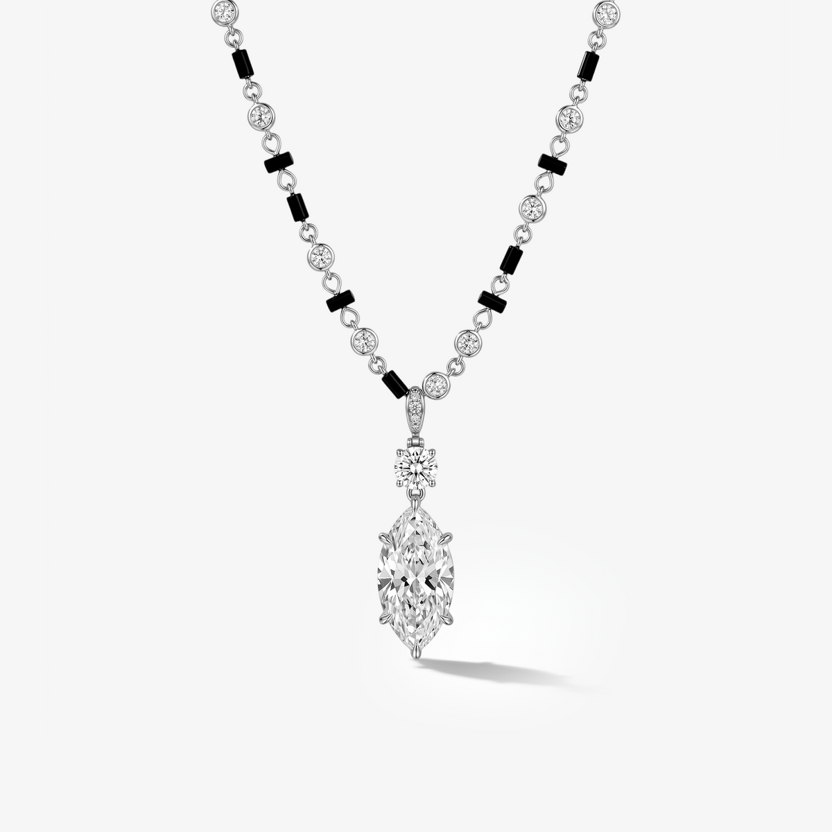 CZ Marquise Link Pendant Necklace