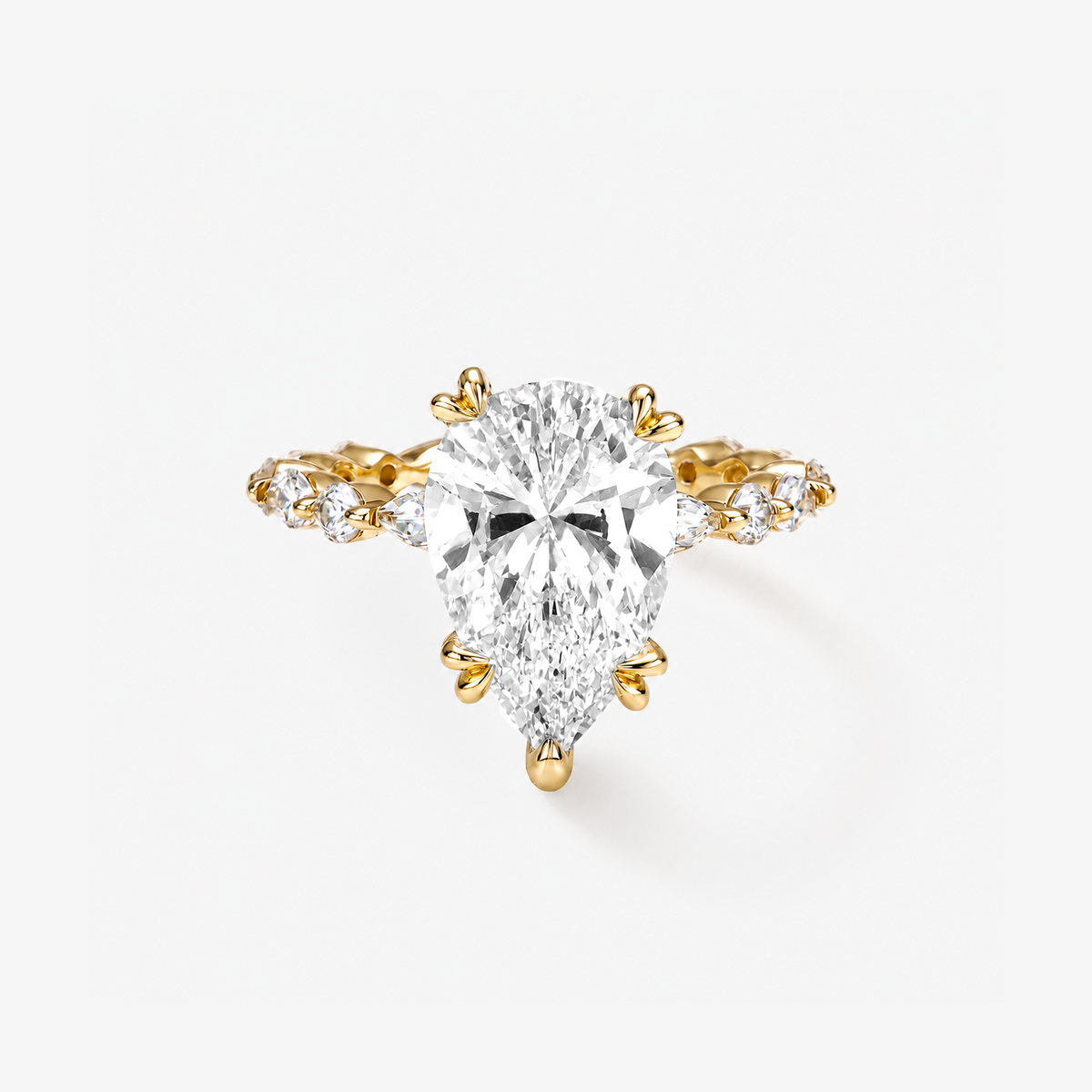 CZ Teardrop & Marquise Full-Pave Ring