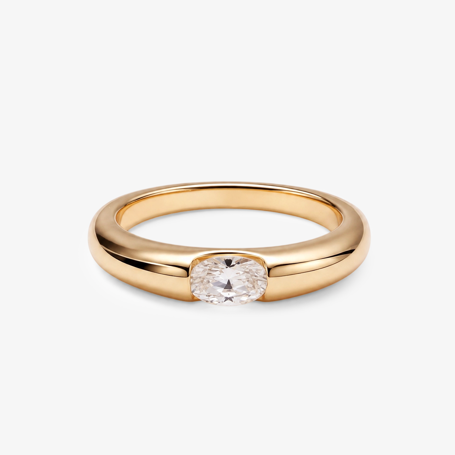 CZ Oval Solitaire Ring
