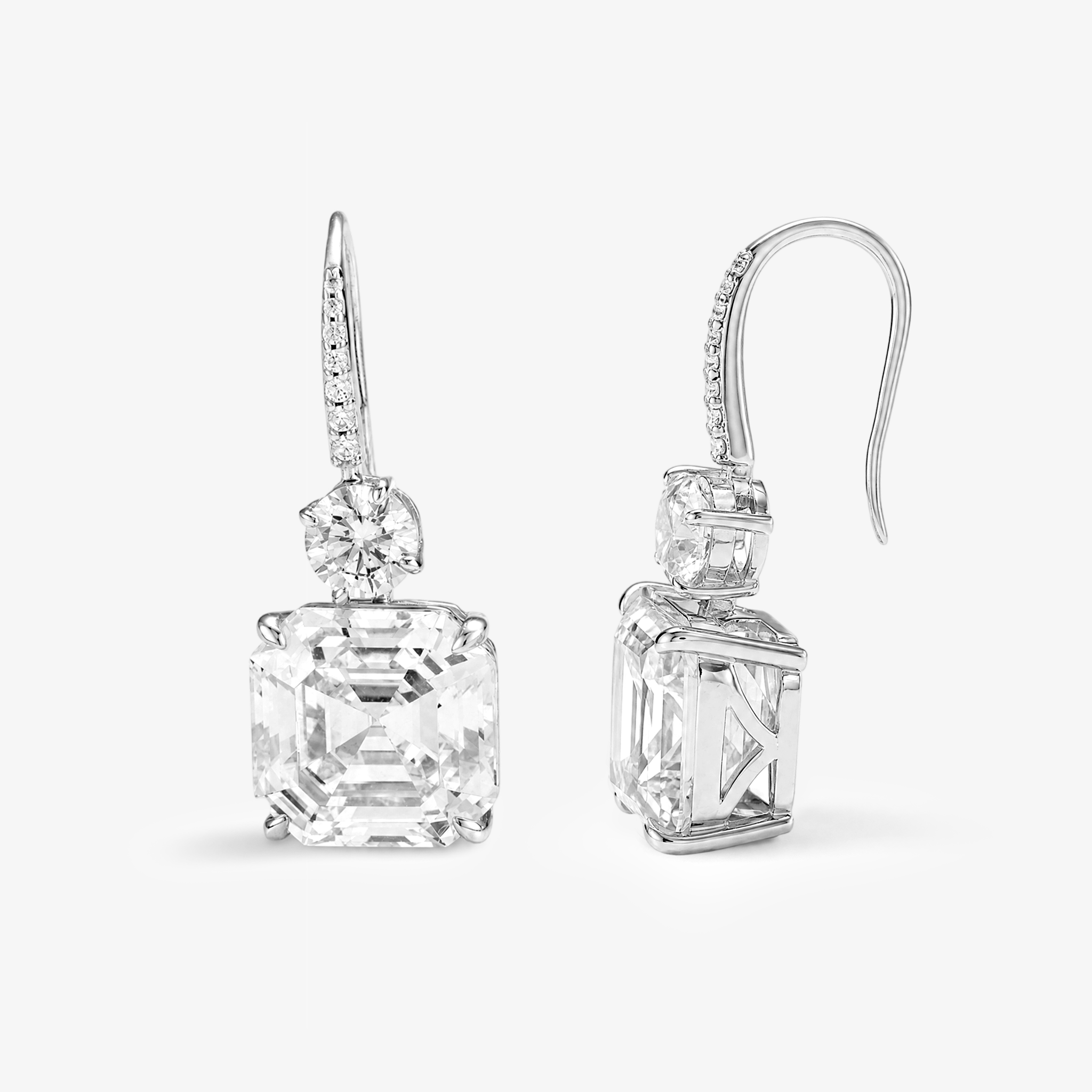 CZ Asscher Solitaire Studs