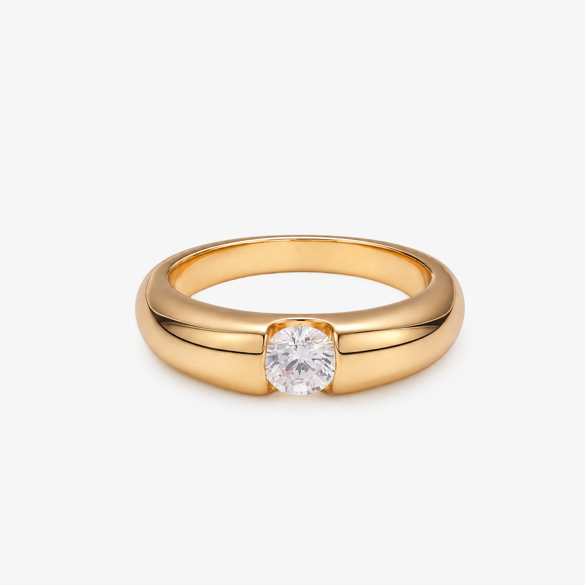 CZ Solitaire Band Ring