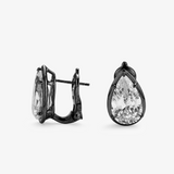 Black-Plated CZ Teardrop Earrings