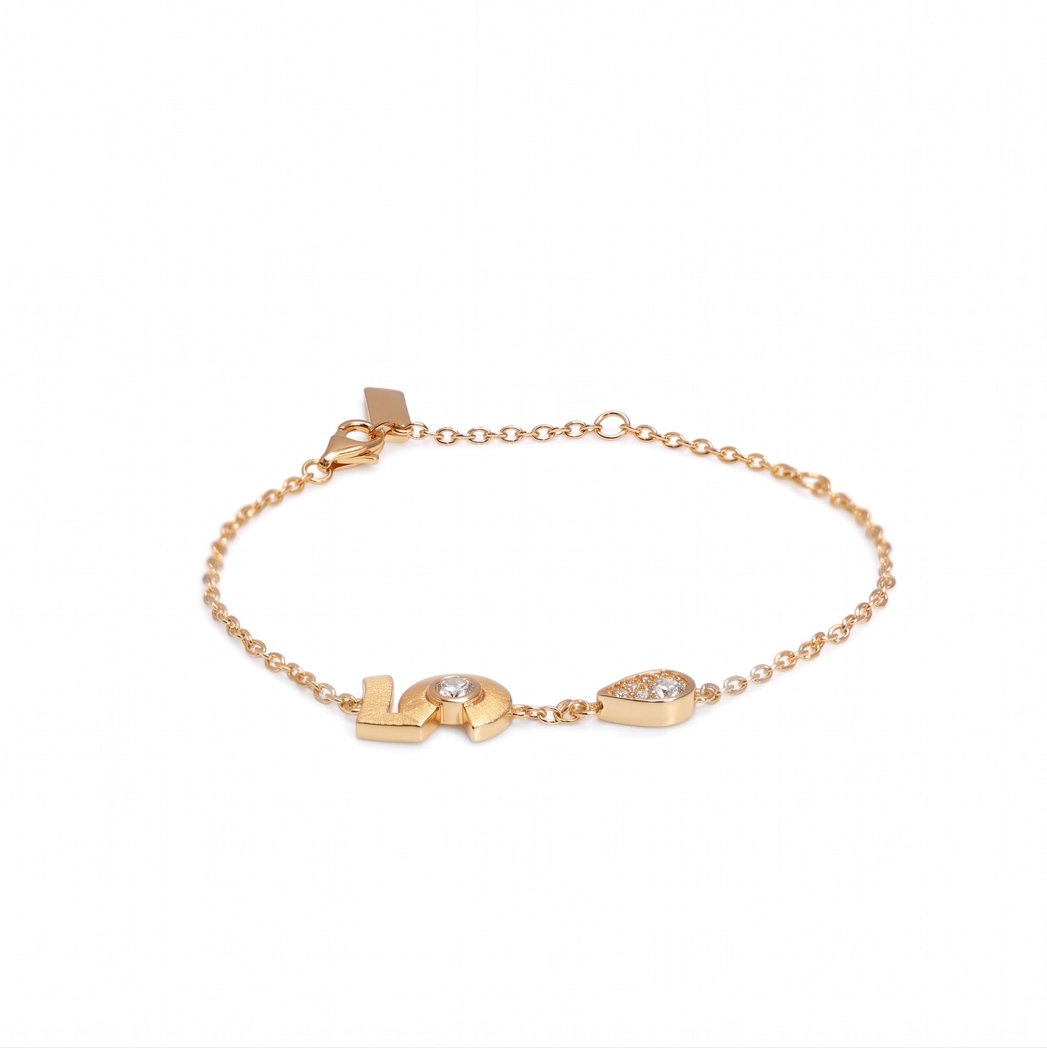 925 Silver Plated 18K Gold Italian Abstract Geometric Elements Charm Bracelet