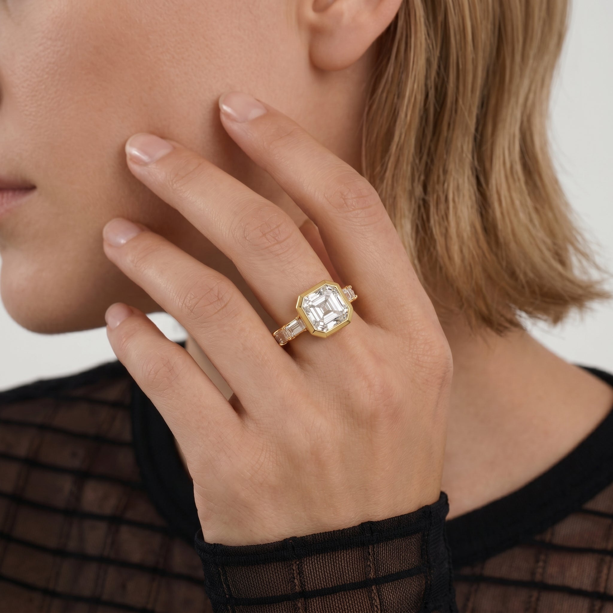CZ Full-Pave Asscher-Cut Ring