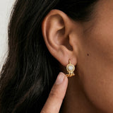 CZ Bezel Fan Huggie Earrings